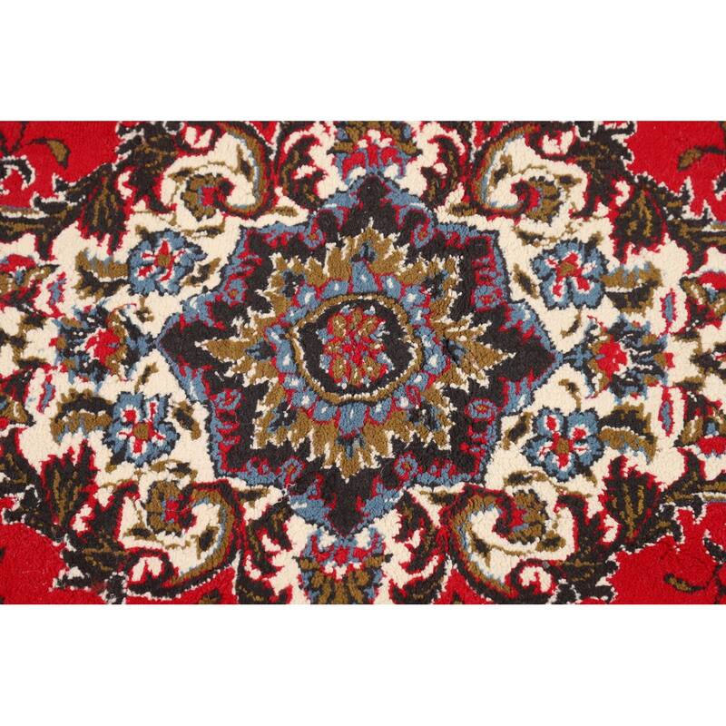 Traditional Red Kashan Turkish Area Rug Medallion Machine Made Carpet - 9'7" x 12'11"