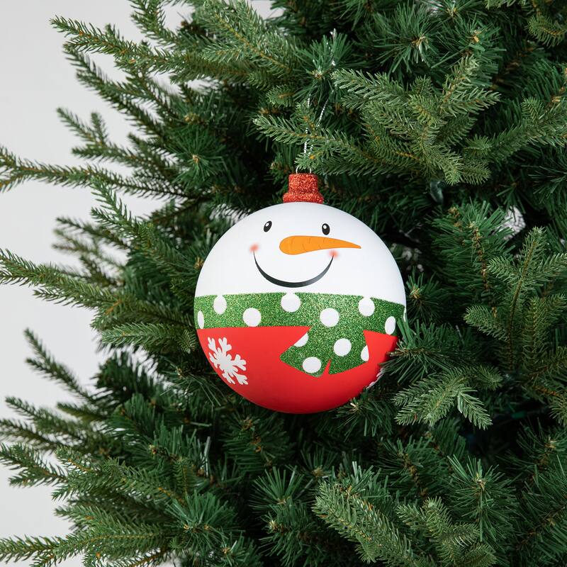 Glitzhome 18ct Christmas Tree Whimsical Red/ Green/ Silver Deluxe Large Ball Ornaments