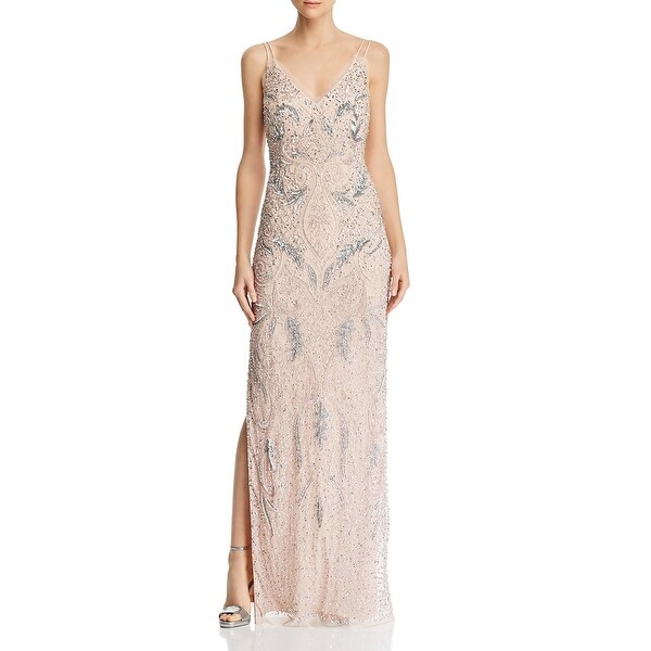 Aidan Mattox Womens Evening Dress Beaded Strappy. Opens flyout.