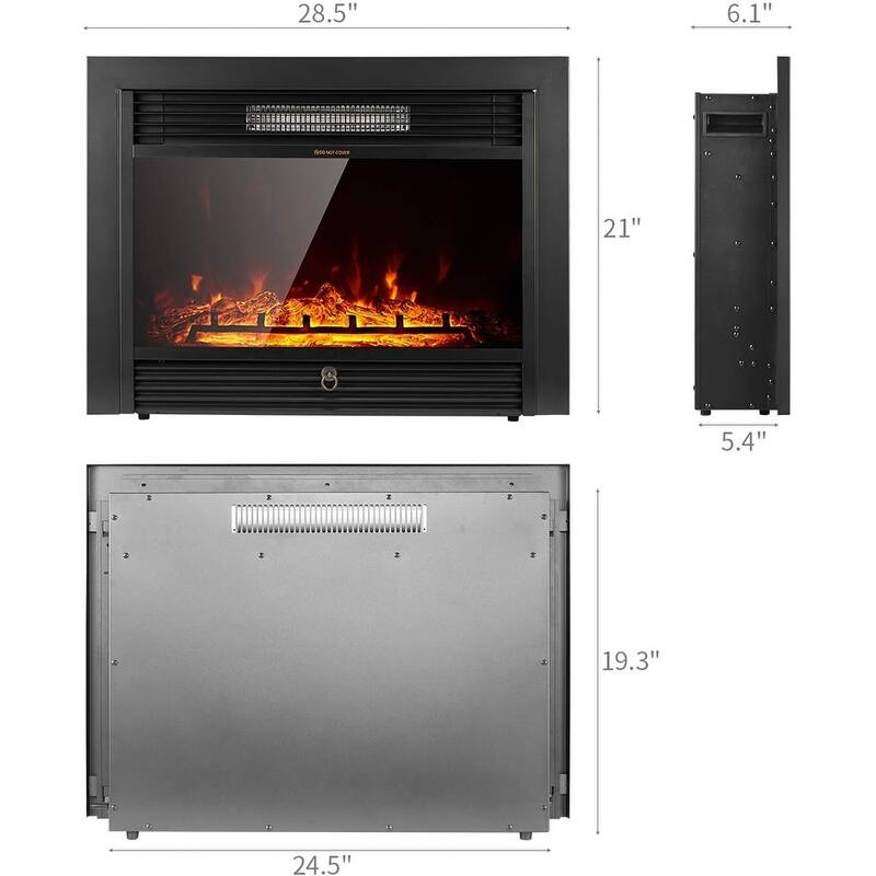 AECOJOY 28.5" Electric Fireplace Insert w/ 3 Color Flames & Remote