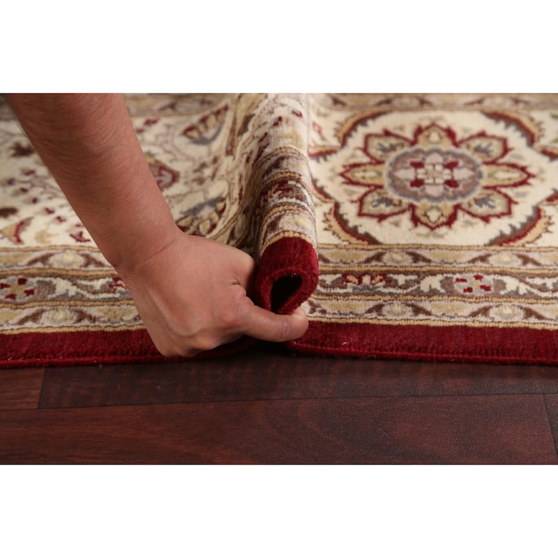 Wool/ Silk Floral Vegetable Dye Kashan Oriental Area Rug Hand-knotted - 8'0" x 10'4"