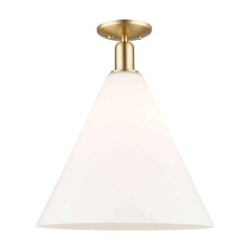 Innovations Lighting 716-1C-19-16 Berkshire Glass Semi-Flush Berkshire - Champagne Bronze / Matte White