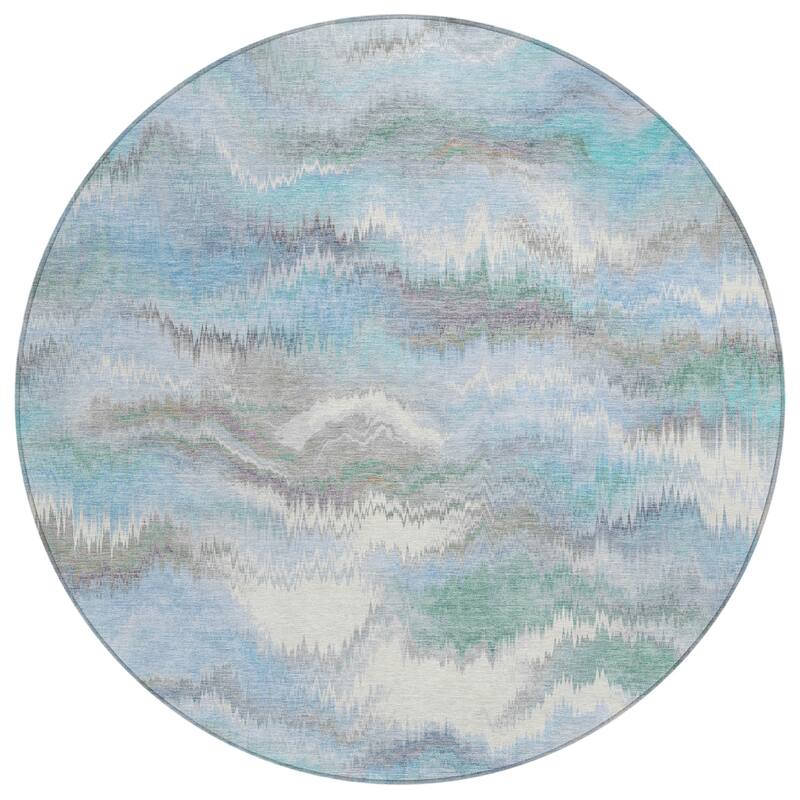 Machine Washable Indoor/ Outdoor Abstract Watercolor Chantille Rug