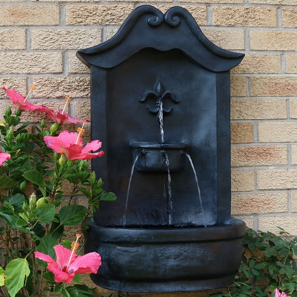 33 Inch Lead Finish Sunnydaze French Lily Outdoor Wall Water Fountain Waterfall Wall Mounted Fountain Backyard Water Feature With Electric Submersible Pump Naka Den Co Jp