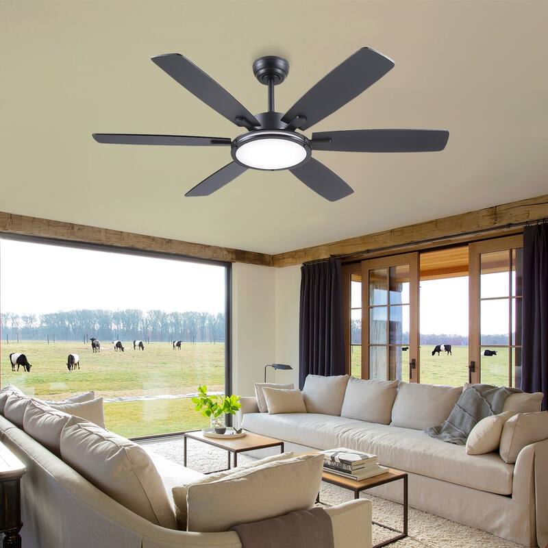 52" Ceiling Fan with Light and Remote,3 Color LED Light,Retracable Blades - 52 Inches