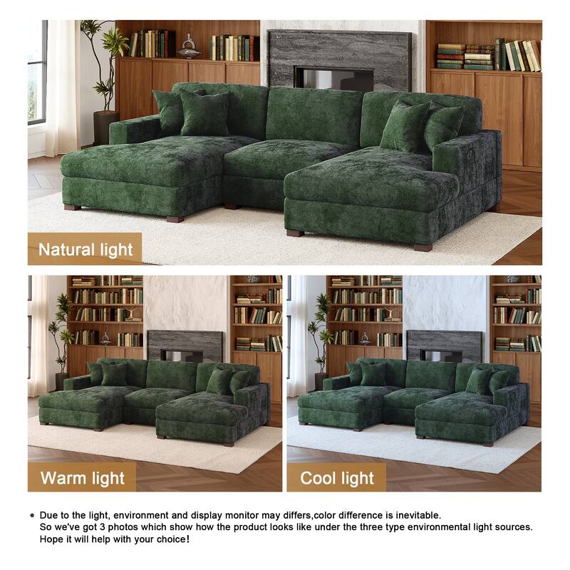 Oversized Chenille Modular Sectional Sofa With Deep Seat