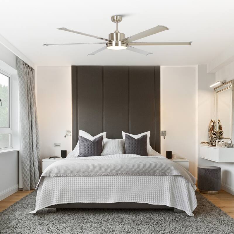 65-inch Nickel Aluminum 6-blade LED Ceiling Fan with Remote