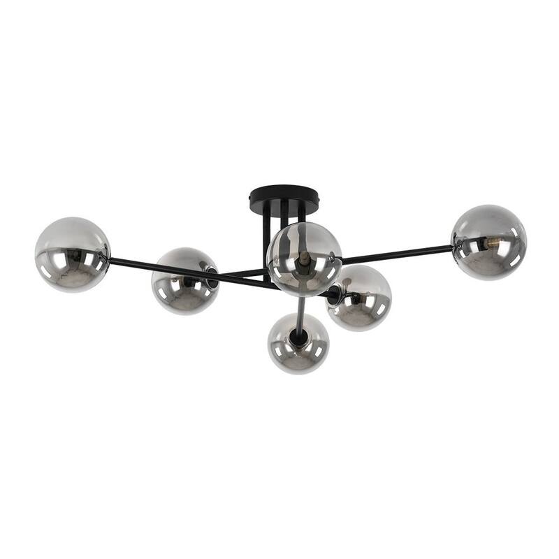 Linear Sputnik Smoked Glass Globe Semi Flush Chandelier