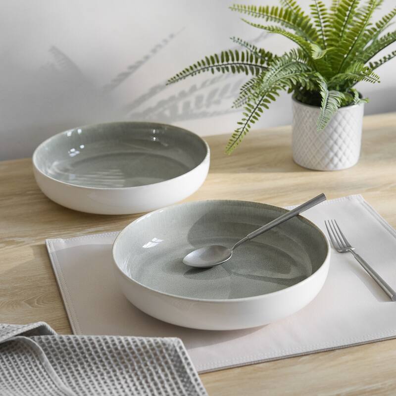 Sango Resona Blue/Black 10" Large Ceramic Serving Bowl (Set of 2), 64.25 oz