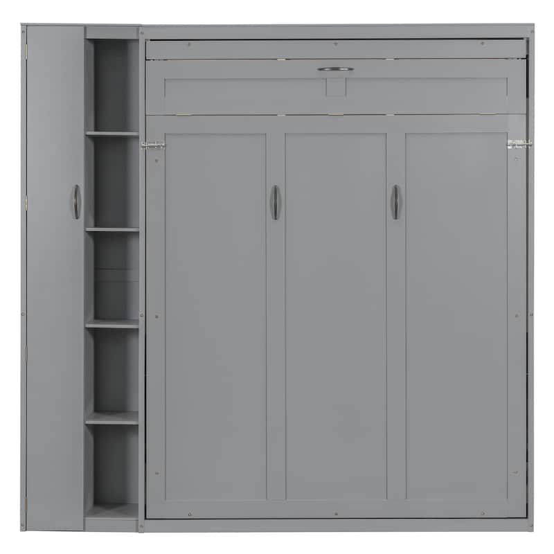 Queen Size Murphy Bed Wall Bed with Shelves