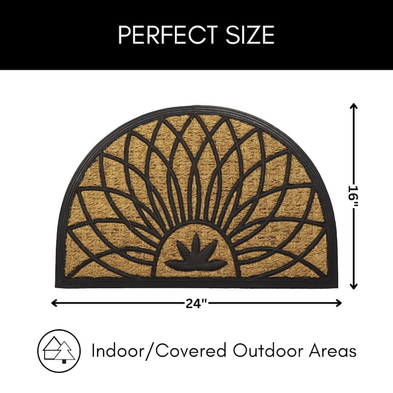 Half Circle Door Mat 24x16 Inch - 16 W x 24 L x 1/4 H