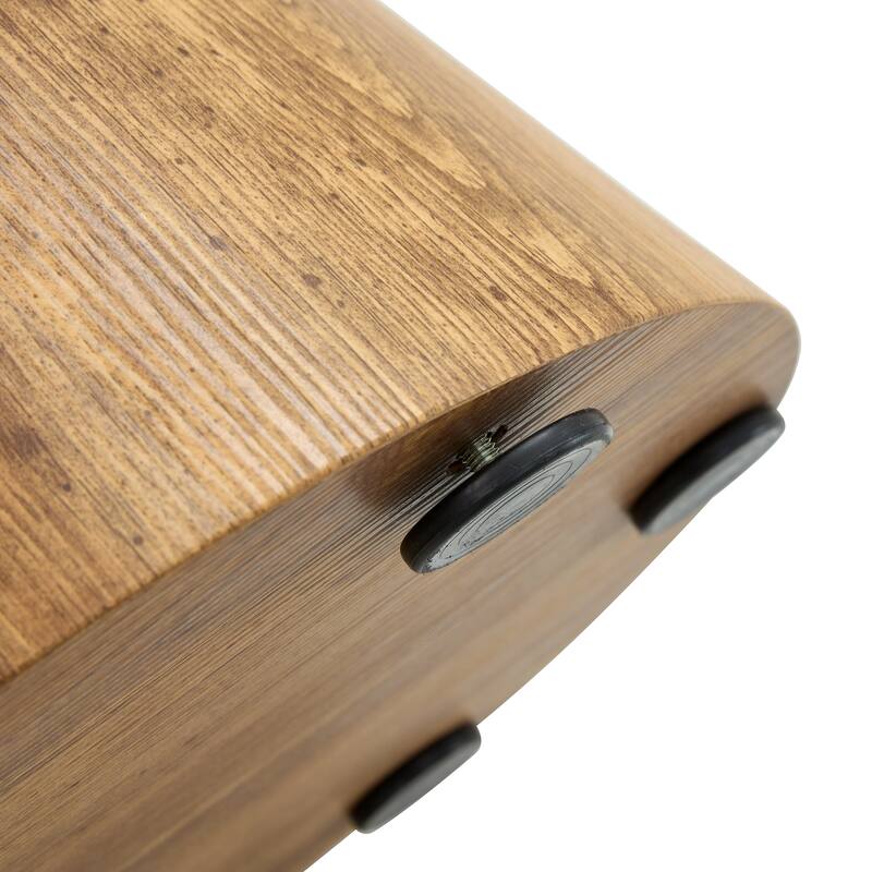 Roomfitters 21.6" Round MDF Coffee Table with Natural Wood Grain Finish and Black Metal Legs, Wood