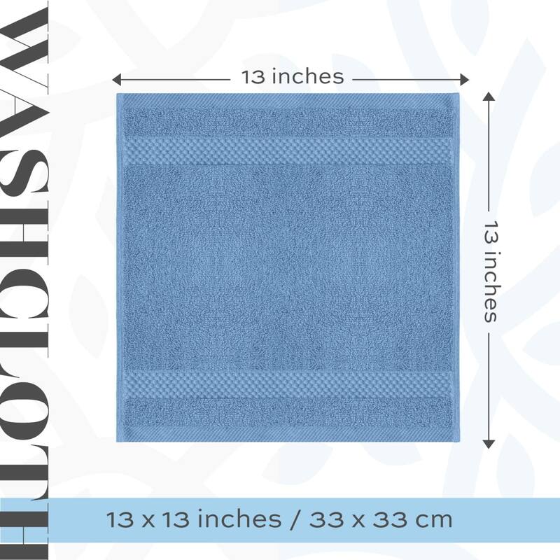 White Classic Luxury Cotton Washcloth 13x13 - Set of 12