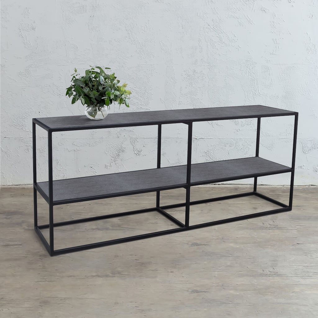 Casual Elements Grey Concrete/Resin Rectangular Two-Level Console Table 71"