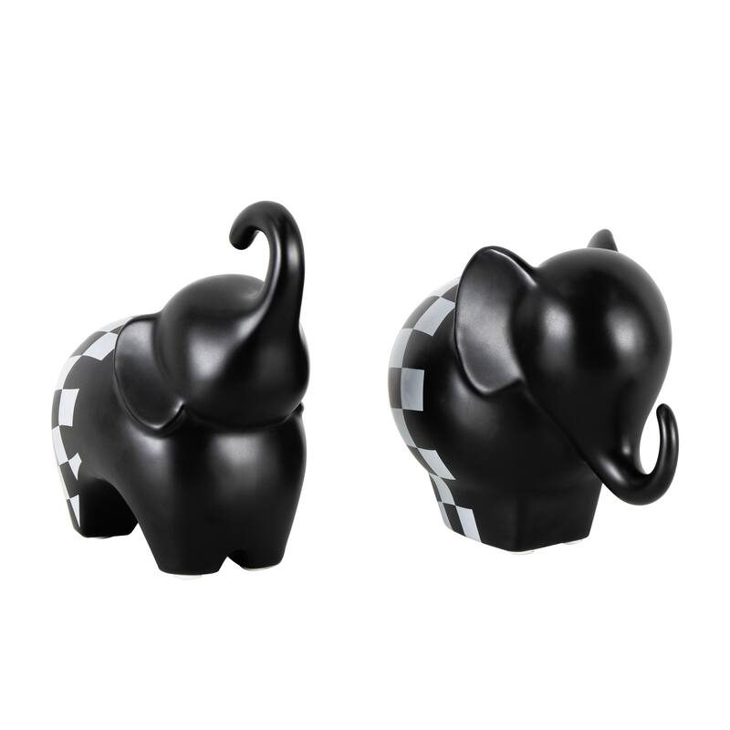 The Novogratz Gold, Silver, Black, White or Multi Colored Porcelain Ceramic Elephant Decorative Sculpture (Set of 2)