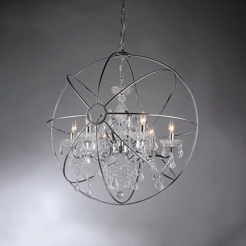 Saturn's Ring Chrome 32-inch Orb Chandelier