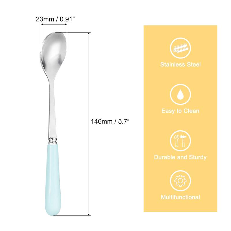 5.7" Stainless Steel Coffee Spoon with Ceramic Handle Dessert Spoons - Blue