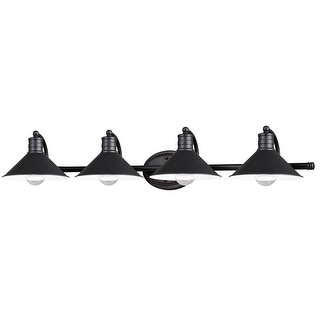 Akron 4-Light 38 in. W Bathroom Vanity Lighting Fixture, Metal Shade, Dimmable LED Compatible, Over the Mirror Mount Wall Sconce