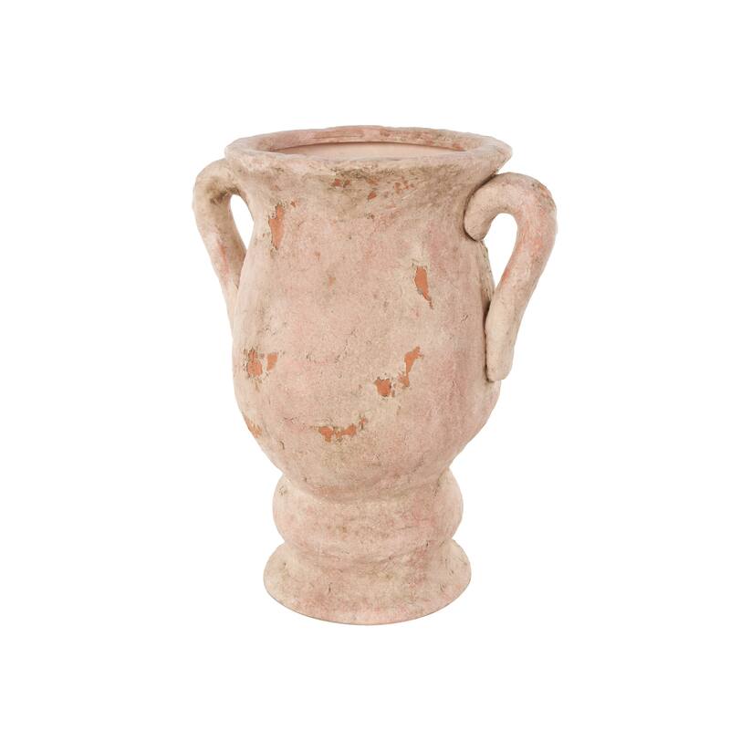 Ceramic Antique Style Distressed Decorative Vase with Handles - Cream or Pink - Roche River Decor