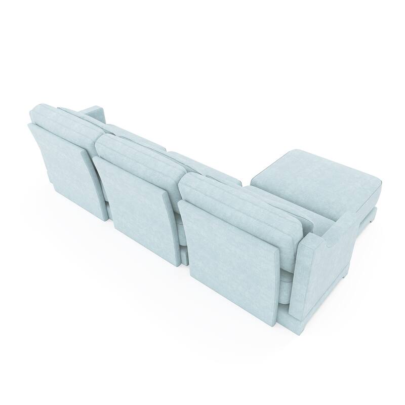 105.9" Chenille 3-Seater Sofa with 2 Movable Ottomans, High-Resilience Sponge and Solid Wood Base