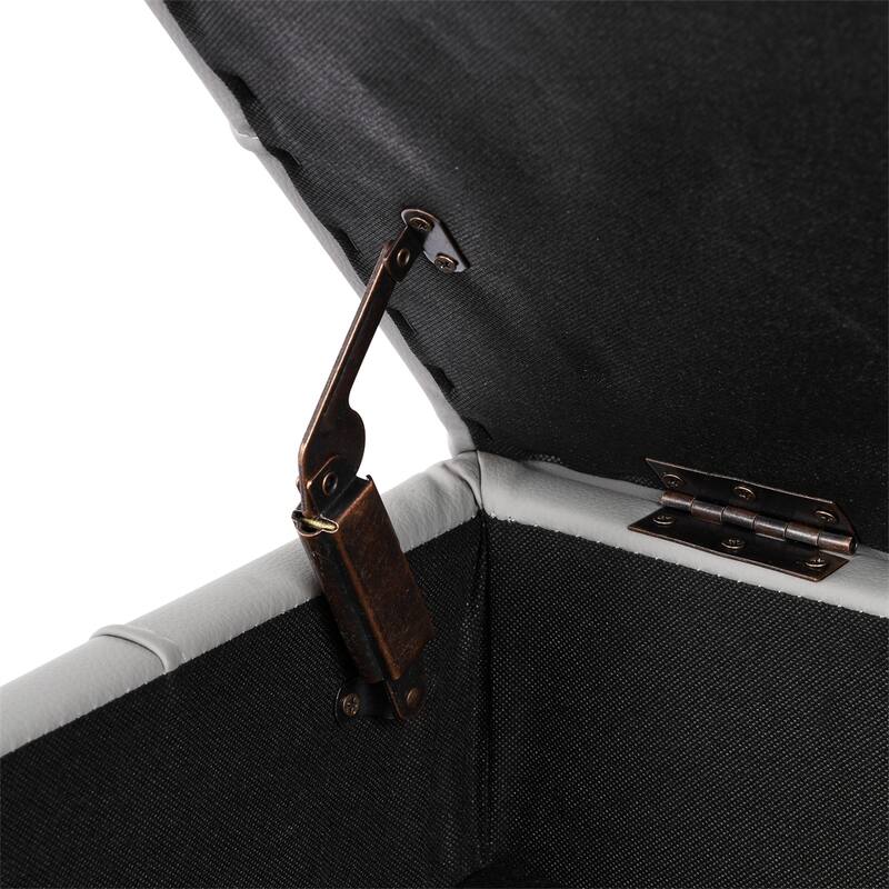 22" Anti-scratch Leather Storage Ottoman,Pet Friendly Entryway Bench