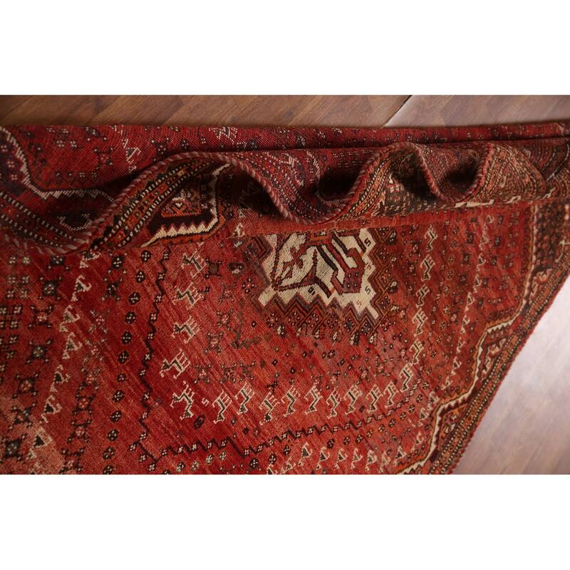 Medallion Shiraz Persian Vintage Area Rug Handmade Wool Carpet - 4'9"x 7'4"