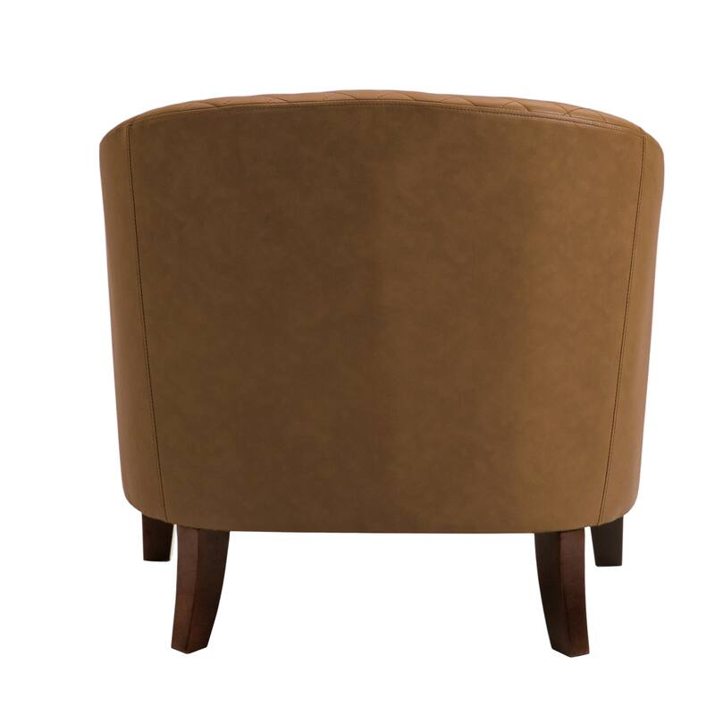 Faux Leather Barrel Accent Chair