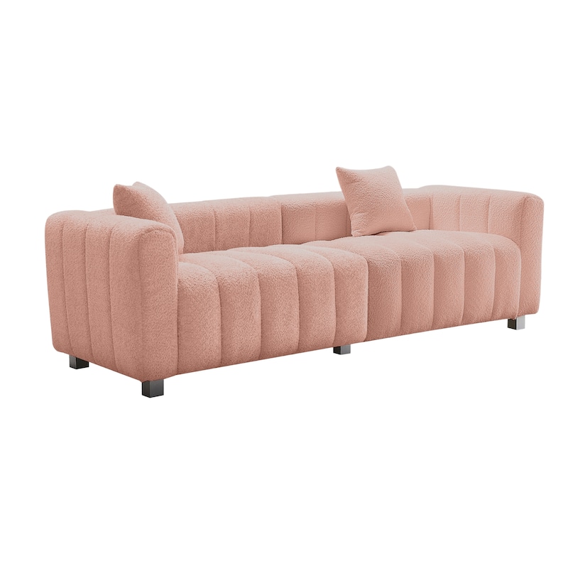 83.46'' Premium Velvet Sofa 3-Seater Loveseat, Modern Bubble Upholstered Couch with Metal Base Legs