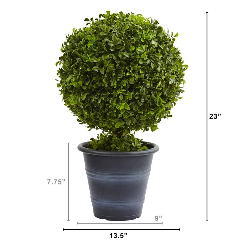 Ball Topiary - 23In. Faux Greenery Decor - Lush Indoor Plant for Home, Office, Hallway, Mantel - 1.92ft.