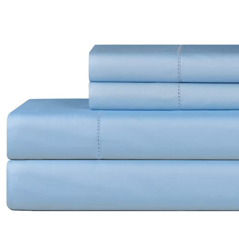 Celeste Home 610TC Pima Cotton Sateen Deep Pocket Sateen Bed Sheet Set - Spa Blue - King