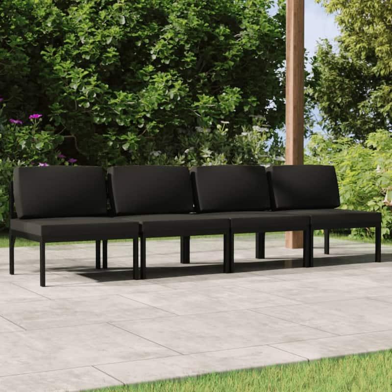 vidaXL Patio Sofa with Cushions Aluminum Anthracite