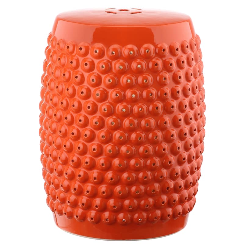 SAFAVIEH Huldah White Nailhead Ceramic Decorative Garden Stool