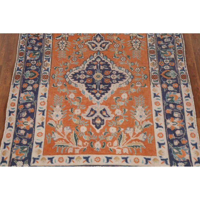Hand Knotted Oriental 100% Wool Carpet Traditional Floral Oranges & Rust Tabriz Area Rug - 6' 0'' X 4' 4''