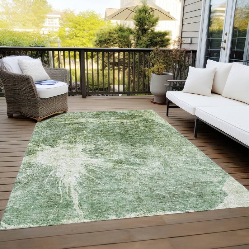 Machine Washable Indoor/ Outdoor Chantille Modern Tree Grain Rug