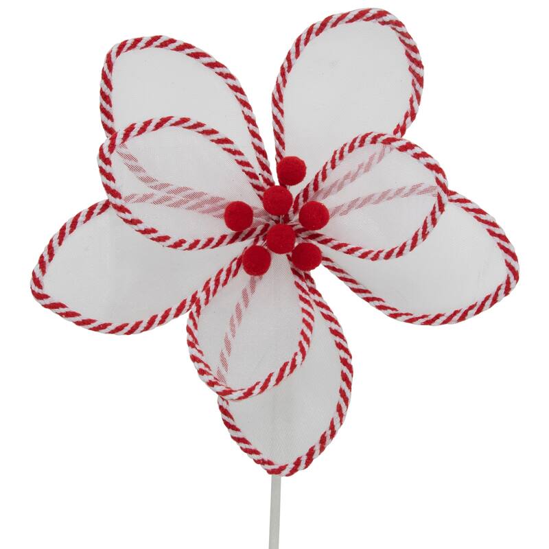22" Candy Cane Poinsettia Floral Christmas Pick - 22