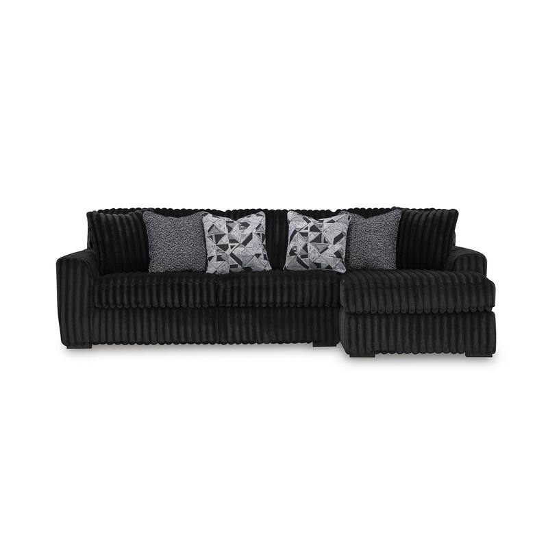 Signature Design by Ashley Midnight-madness Black 2-Piece Sectional Sofa with Chaise - 120" W x 65" D x 40" H