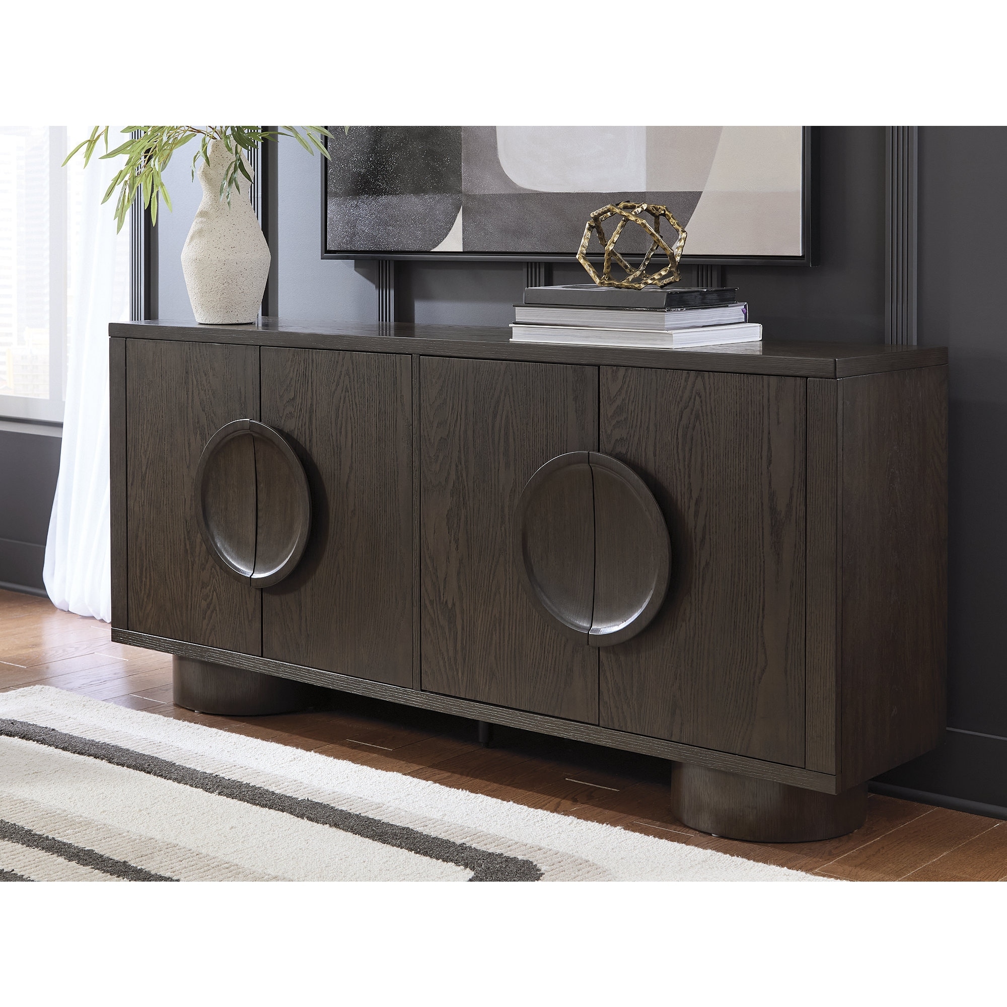 Signature Design by Ashley Veeda Dark Brown Accent Cabinet - 72" W x 16" D x 33" H