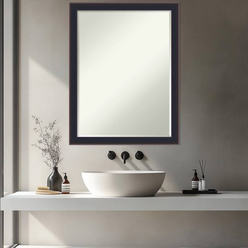 Havana Half-Inch-Bevel Framed Bathroom Vanity Wall Mirror - Havana Black Bronze - 21 x 27 in