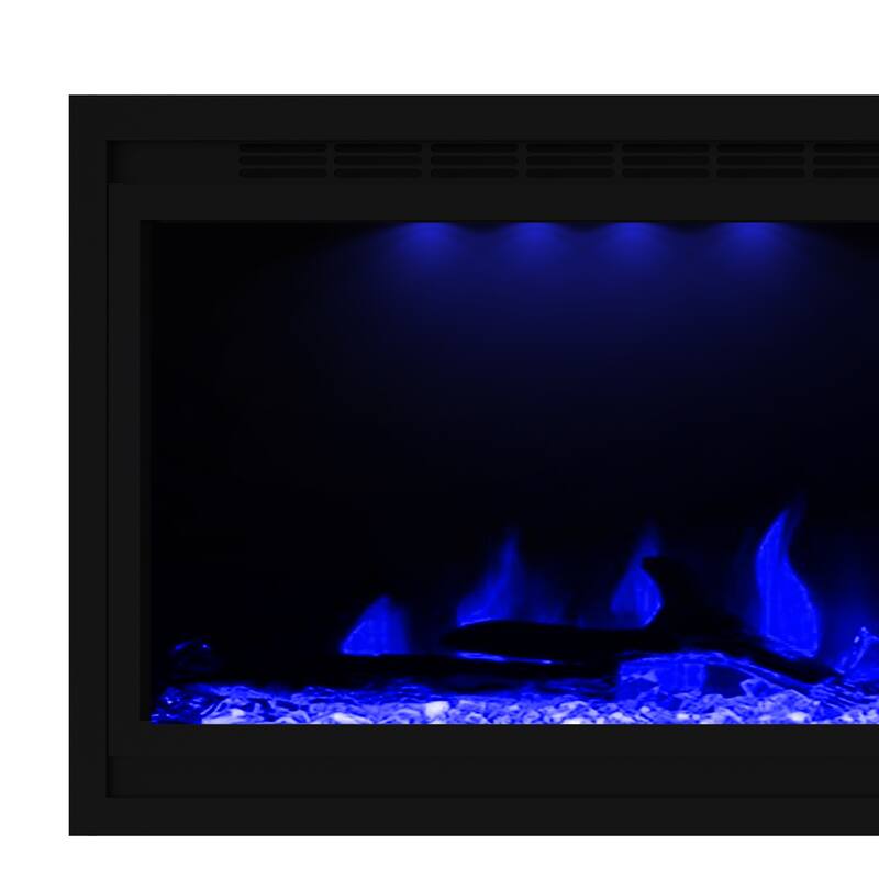 72" 1500W Inserted Wall Mounted Modern Linear Smart Electric Fireplace Heater with APP Control and Remote