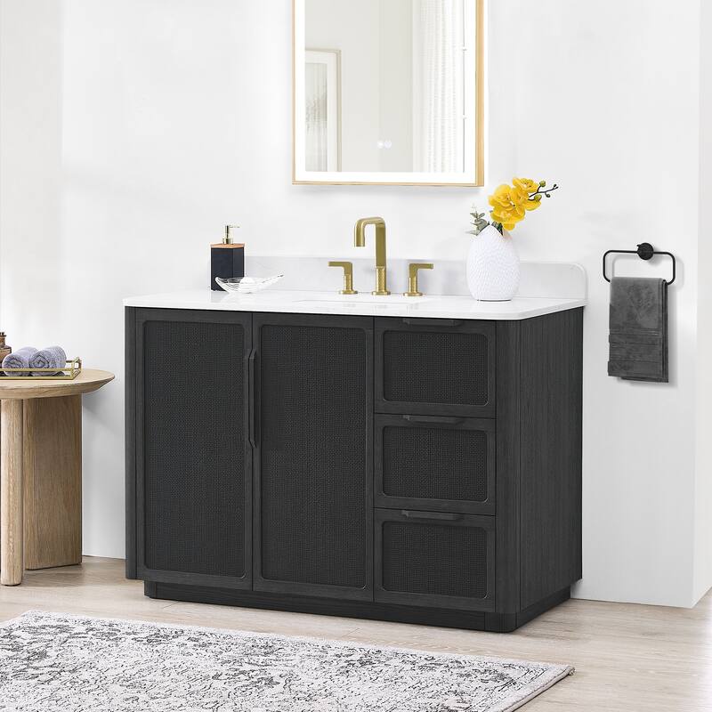 Busan Bath Vanity with White Quartz Stone Top without Mirror