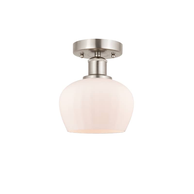Innovations Lighting Fenton - 1 Light 7" Semi-Flush Mount - Matte White/Brushed Satin Nickel