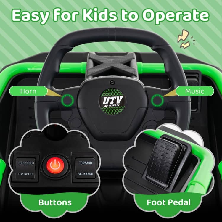 12V Ride on Car Electric UTV with Remote and Music for Big Kids