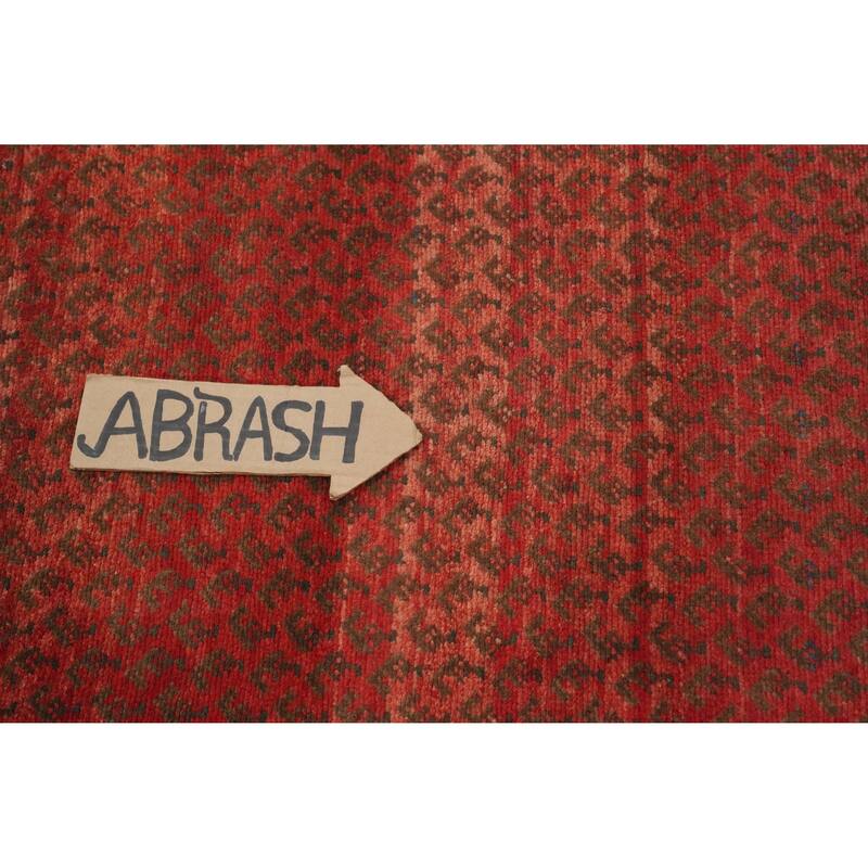 Hand Knotted Oriental 100% Wool Carpet Traditional Geometric Oranges & Rust Botemir Runner Rug - 10' 3'' X 3' 9''
