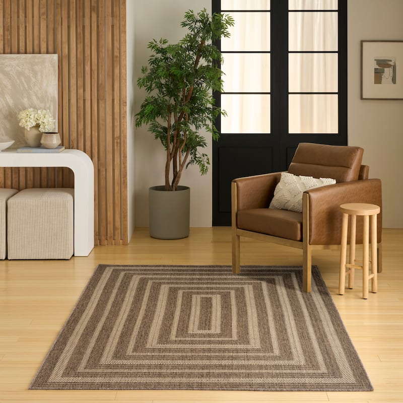 Nourison Tulum Indoor/Outdoor Geometric Area Rug - 4' x 6' - Brown