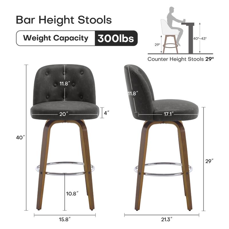 26"/29" Swivel Bar Stools/ Counter Stool with Bentwood Legs