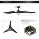 preview thumbnail 8 of 9, Modern Black 3-Blade 52" Indoor Outdoor Ceiling Fan with Remote, No Light