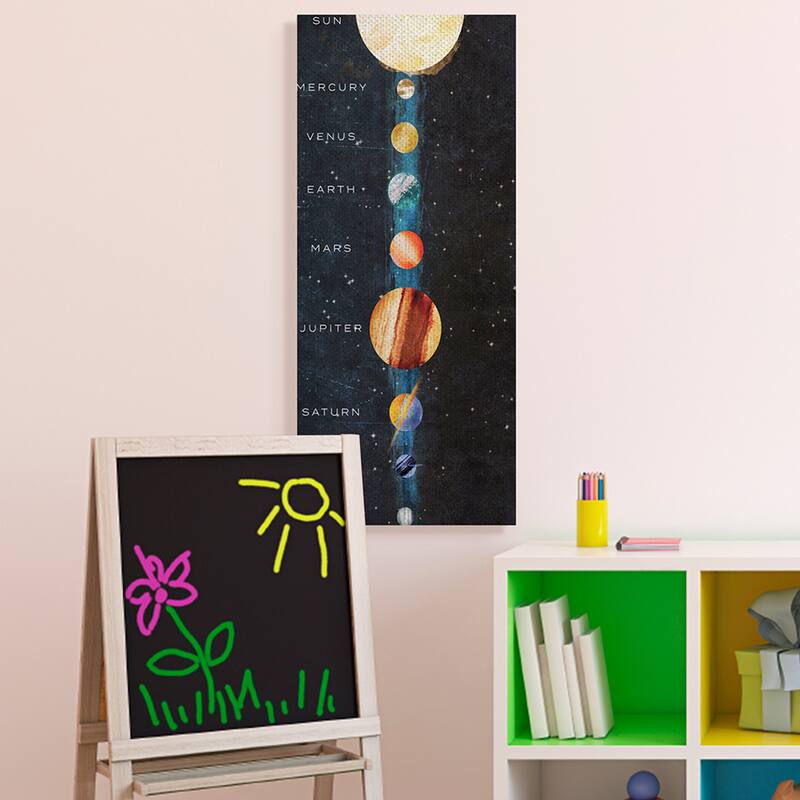 Stupell Outer space Planet Alignment Milky way Solar System Canvas Wall Art - Black