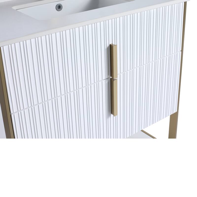 Fine Fixtures Serenity Modern Bathroom Vanity with White Stone Top