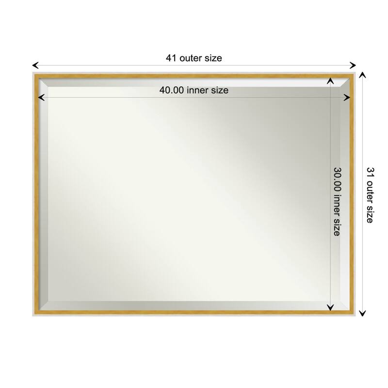 Paige Beveled Wood Framed Bathroom Vanity Wall Mirror - Paige White Gold - Glass Size 40x30