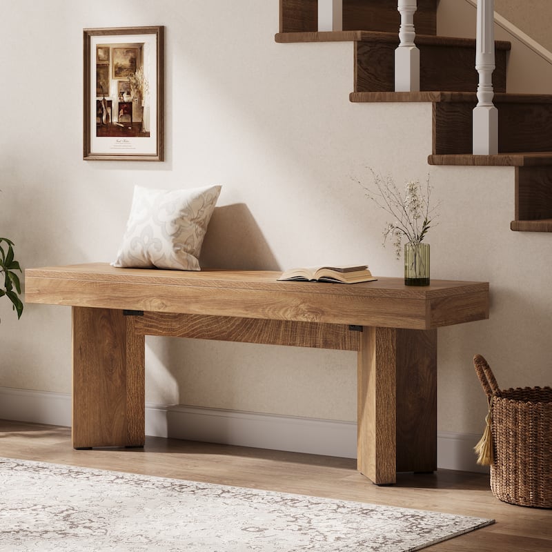 47" Wooden Entryway Bench, Indoor End of Bed Bench, Long Table Benches Seat for Bedroom, Hallway, Foyer, End of Bed